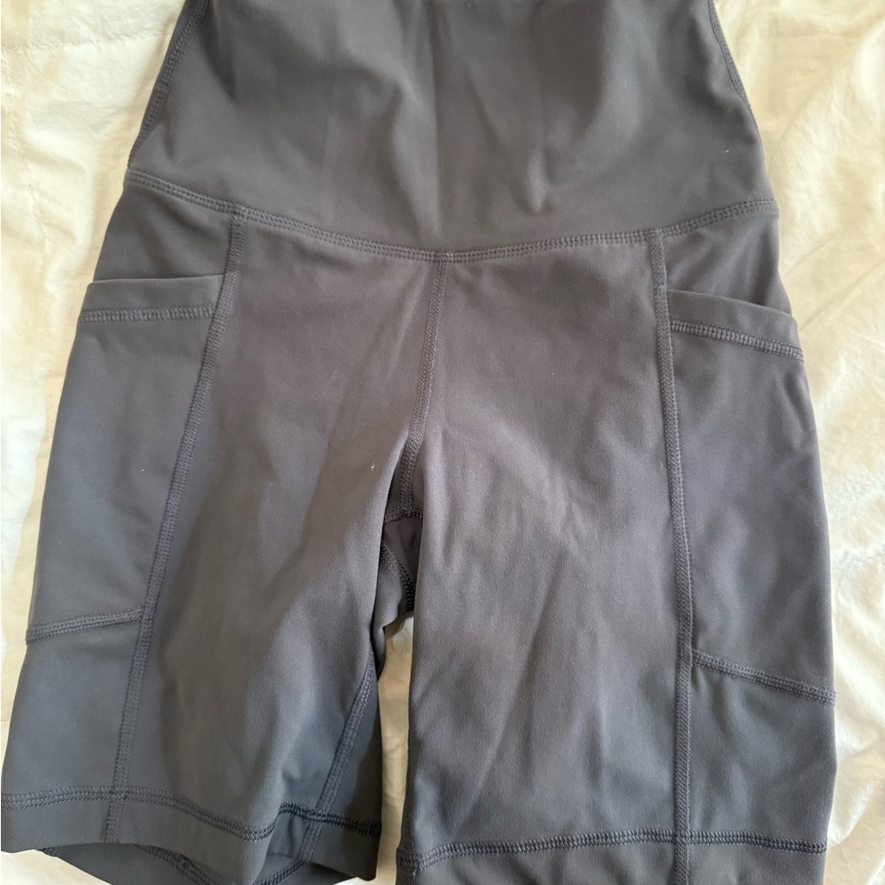 90 Degree By Reflex Gray Bike Shorts Elastic Waist